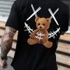 Franela con estampado de oso