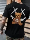 Franela con estampado de oso