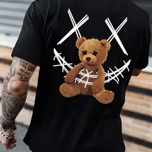 Franela con estampado de oso