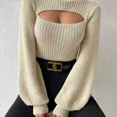 Jersey cuello alto con abertura