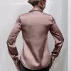 Camisa de satén unicolor
