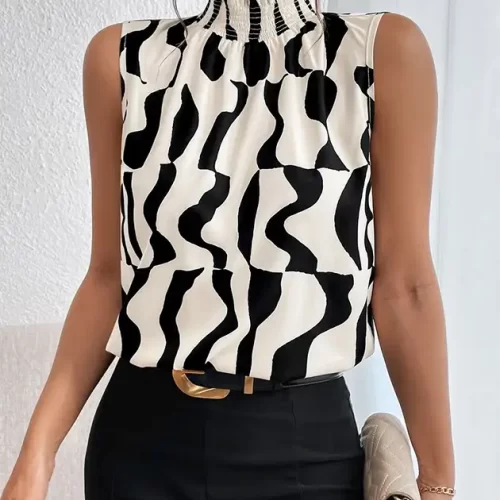 Blusa sin manga con estampado